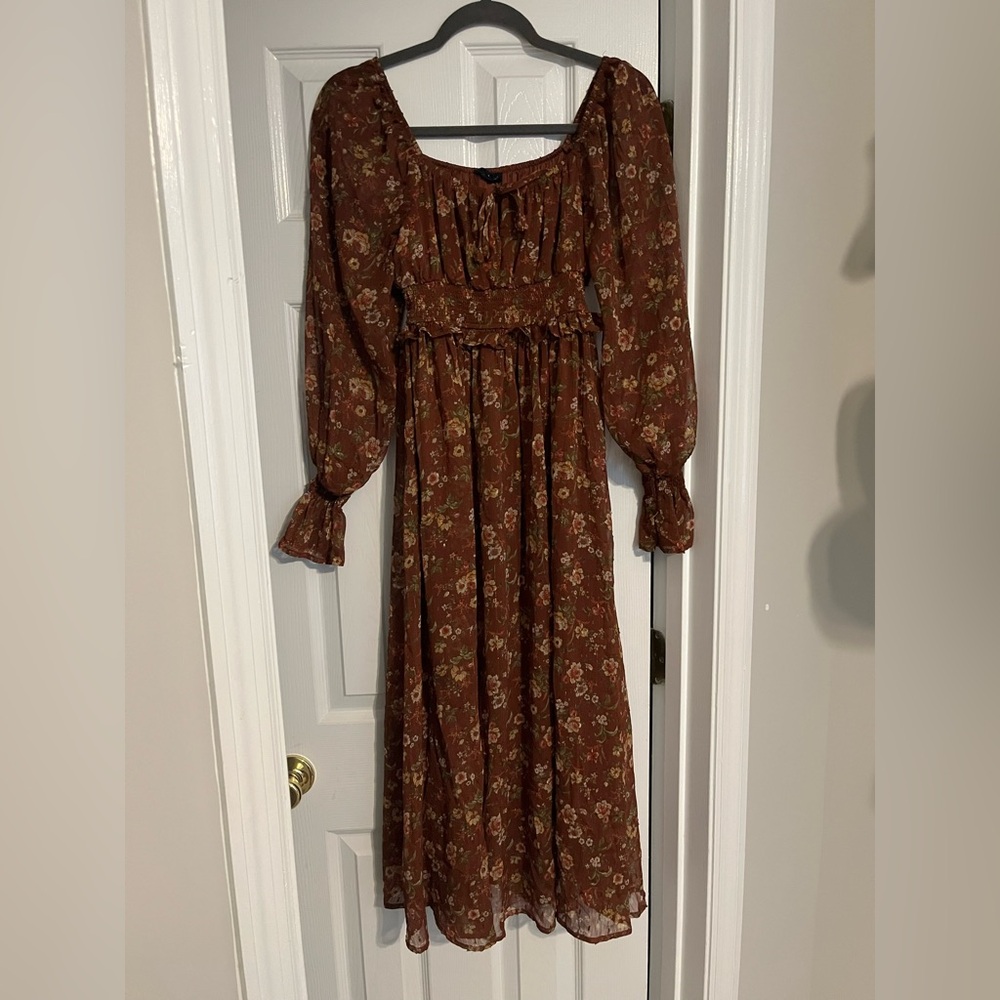 Floral Brown Maxi Dress